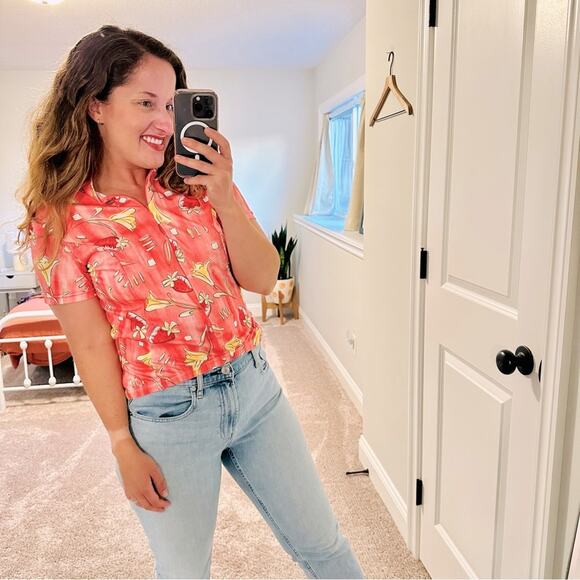 Vintage Tops - Vintage Nashbar Pink Strawberry Floral Print Cycling Bike Bib Top Medium